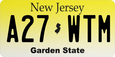 NJ license plate A27WTM