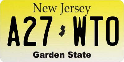 NJ license plate A27WTO