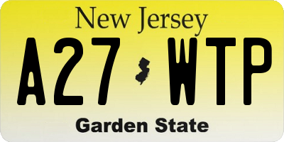 NJ license plate A27WTP