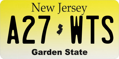 NJ license plate A27WTS
