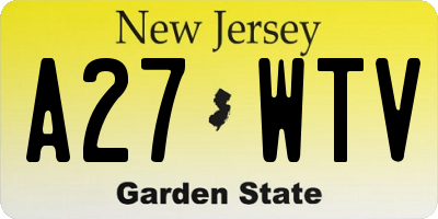 NJ license plate A27WTV