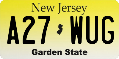 NJ license plate A27WUG
