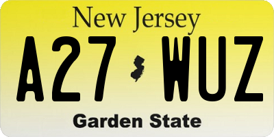 NJ license plate A27WUZ
