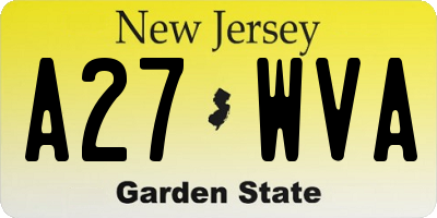 NJ license plate A27WVA