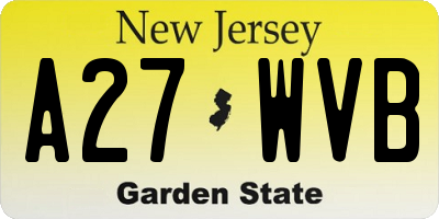 NJ license plate A27WVB