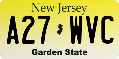 NJ license plate A27WVC