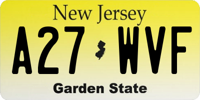 NJ license plate A27WVF