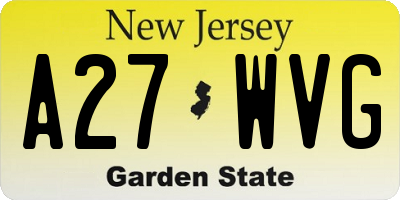 NJ license plate A27WVG