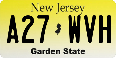 NJ license plate A27WVH