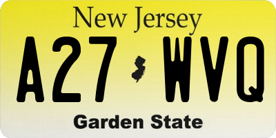 NJ license plate A27WVQ