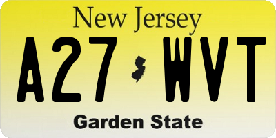 NJ license plate A27WVT