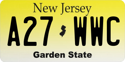 NJ license plate A27WWC