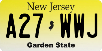 NJ license plate A27WWJ