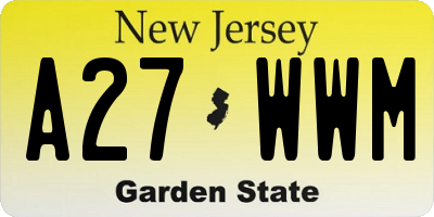 NJ license plate A27WWM