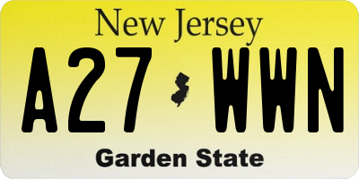 NJ license plate A27WWN