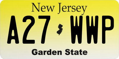NJ license plate A27WWP