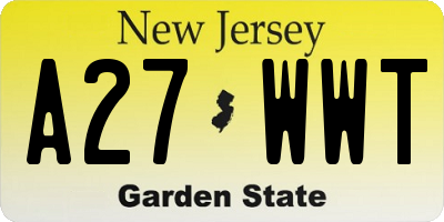 NJ license plate A27WWT