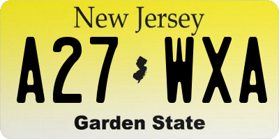 NJ license plate A27WXA