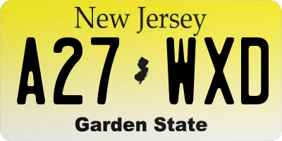 NJ license plate A27WXD