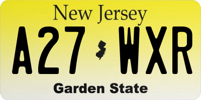 NJ license plate A27WXR