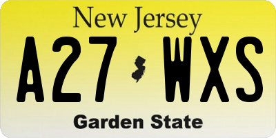 NJ license plate A27WXS