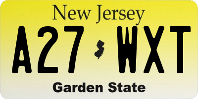 NJ license plate A27WXT