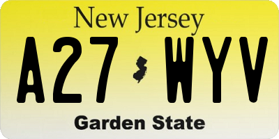 NJ license plate A27WYV
