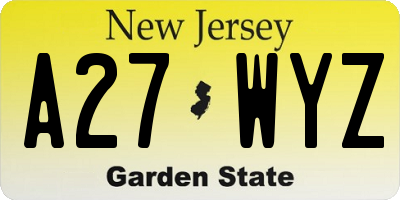 NJ license plate A27WYZ