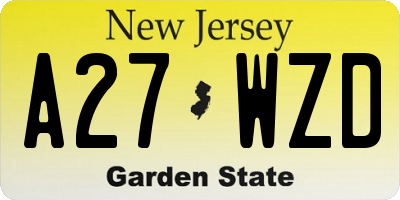 NJ license plate A27WZD