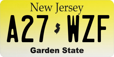 NJ license plate A27WZF