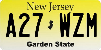 NJ license plate A27WZM