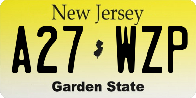 NJ license plate A27WZP