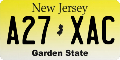 NJ license plate A27XAC