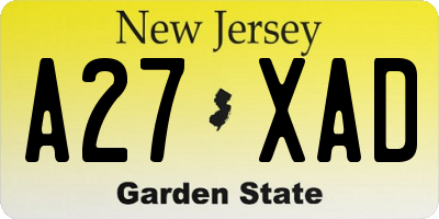 NJ license plate A27XAD