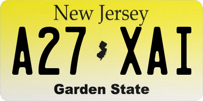 NJ license plate A27XAI