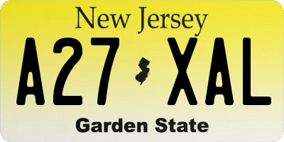 NJ license plate A27XAL