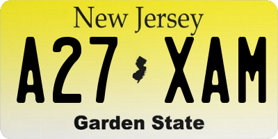 NJ license plate A27XAM