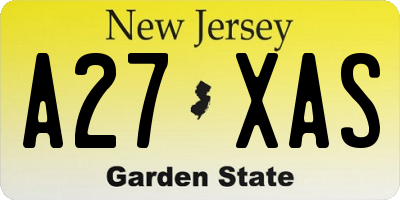 NJ license plate A27XAS