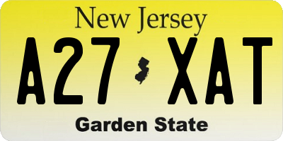 NJ license plate A27XAT