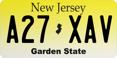 NJ license plate A27XAV