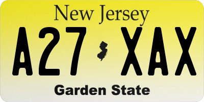 NJ license plate A27XAX