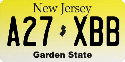 NJ license plate A27XBB