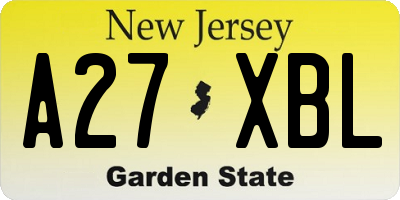 NJ license plate A27XBL