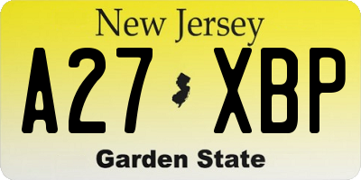 NJ license plate A27XBP