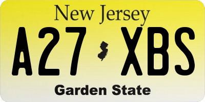 NJ license plate A27XBS