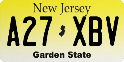 NJ license plate A27XBV