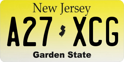 NJ license plate A27XCG