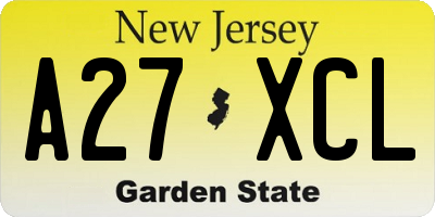 NJ license plate A27XCL