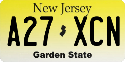 NJ license plate A27XCN