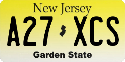 NJ license plate A27XCS